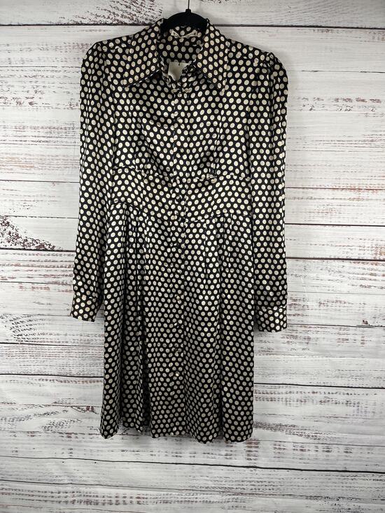 Nanette Lepore Dresses & Skirts - Nanette Lepore Dress Women's 2 Black Polka Dot Silk Shirt Fit Flare Knee Length